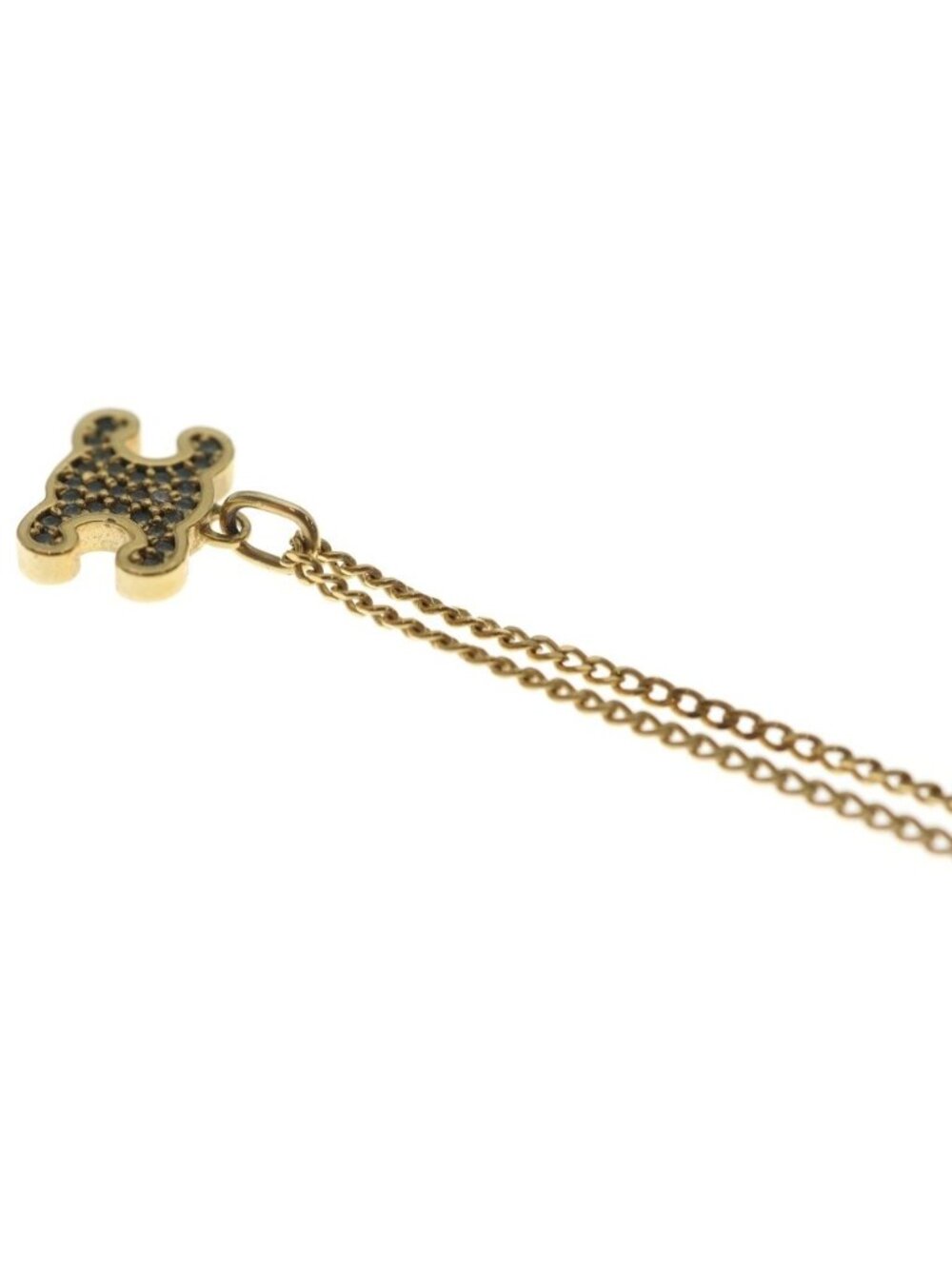 Celine Triomphe Rhinestone Pendant Chain Gold - Picture 5 of 6